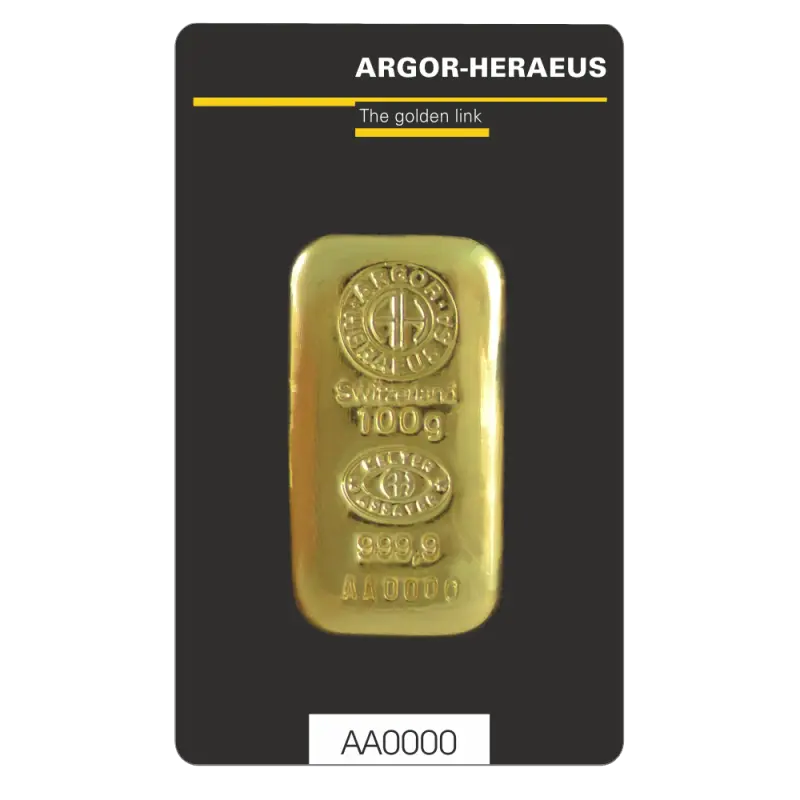 100g Gold Bar | Argor Heraeus | Casted