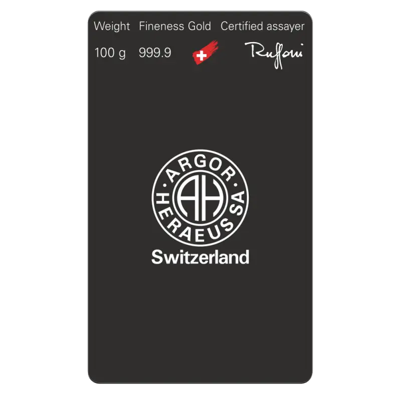 100g Gold Bar | Argor Heraeus | Casted