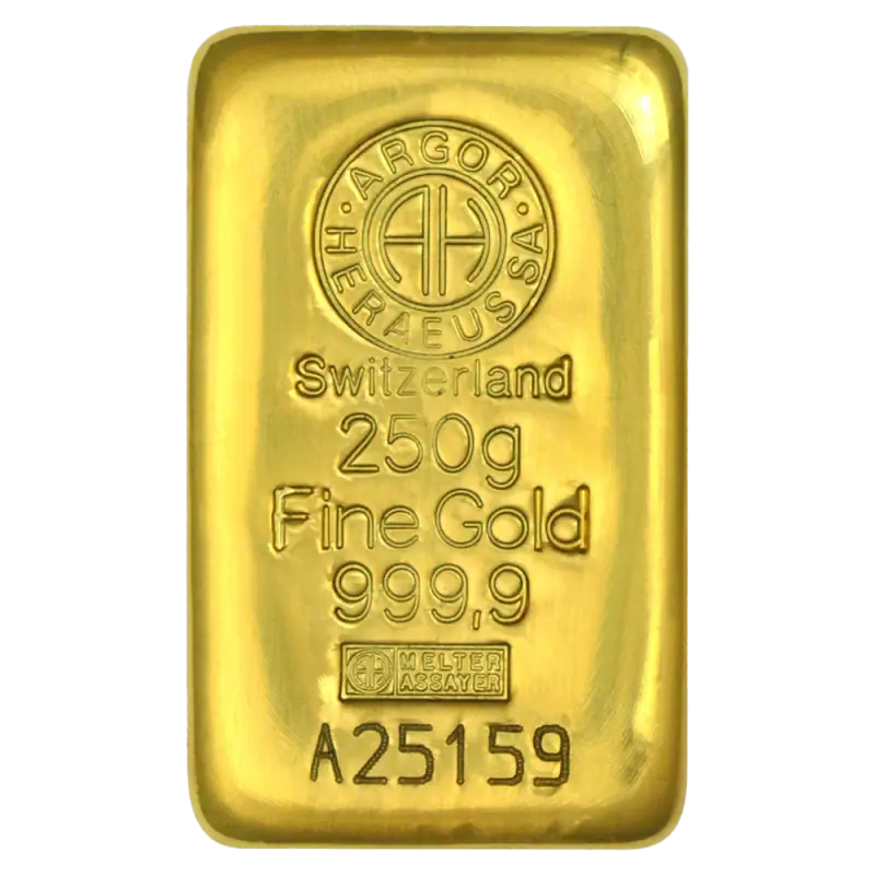 250g Gold Bar | Argor-Heraeus | Casted