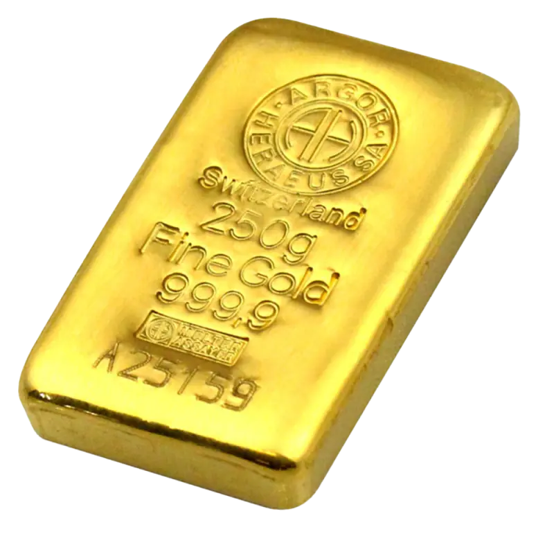 250g Gold Bar | Argor-Heraeus | Casted
