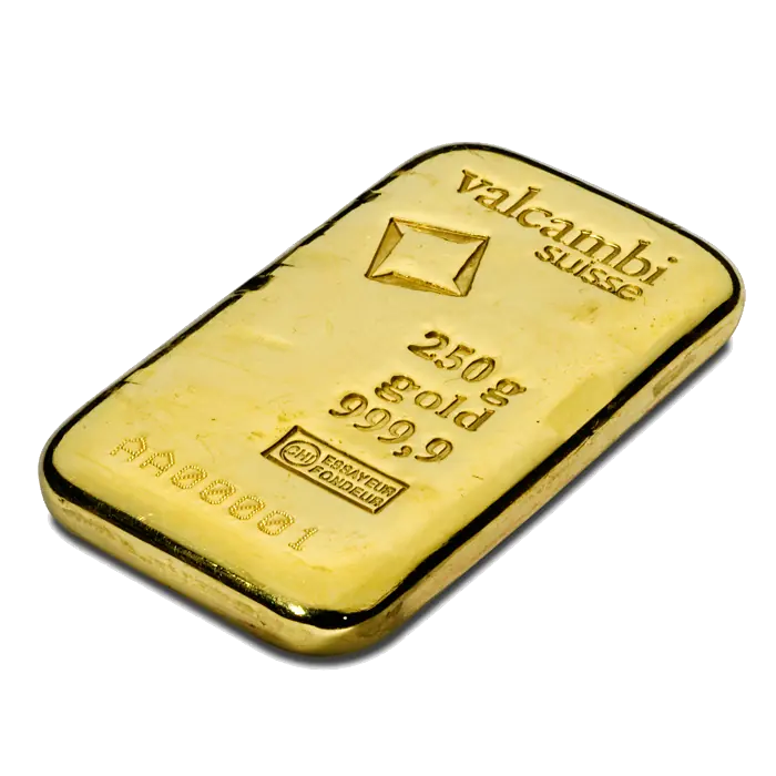 250g Gold Bar | Valcambi | Casted
