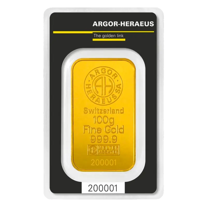 100g Gold Bar | Argor-Heraeus | Minted