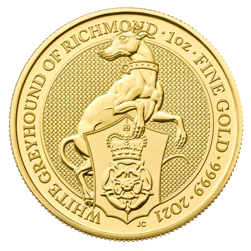 1 oz Queen's Beasts White Greyhound of Richmond Gold Coin (2021)