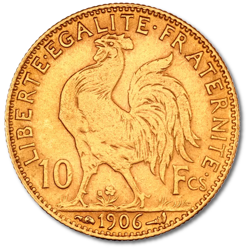 10 French Francs Marianne Rooster Gold Coin | 1899-1914