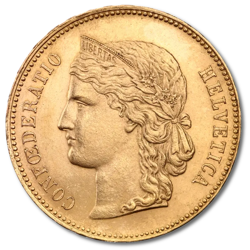 20 Swiss Francs Helvetica | Gold | 1883-1896