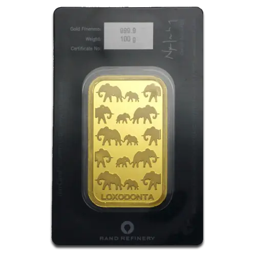 100g Gold Bar | Loxodonta Africana | Rand Refinery