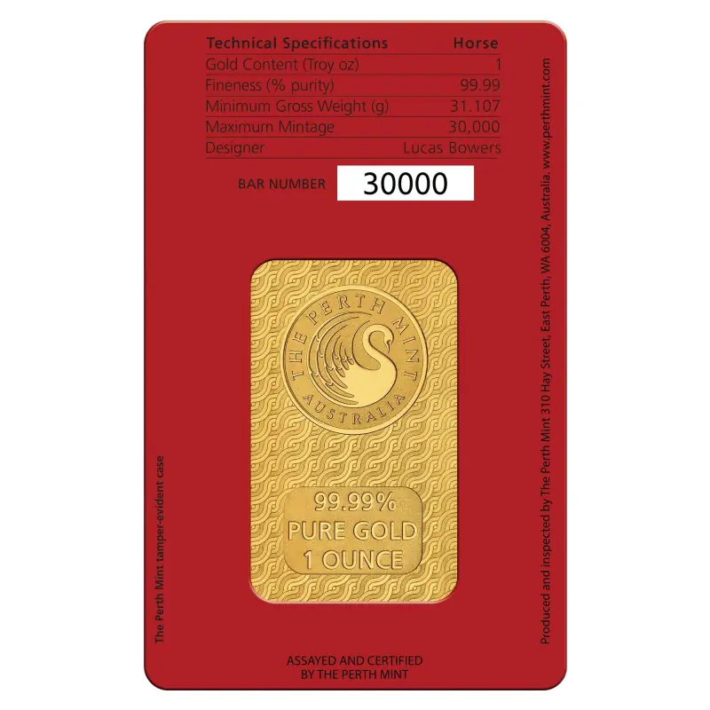 1 oz Lunar III Horse Gold Bar | Perth Mint