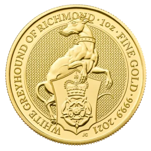 1 oz Queen's Beasts White Greyhound of Richmond Gold Coin (2021)
