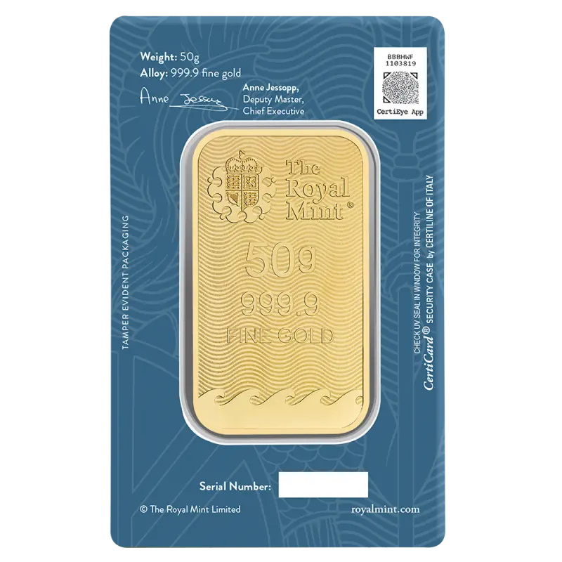 50g Britannia Gold Bar | Royal Mint