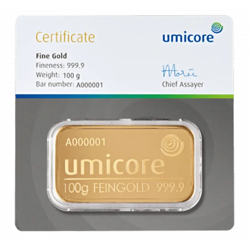 100g Gold Bar | Umicore | Minted